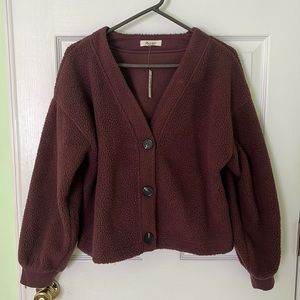 Madewell Women’s Maroon Crop Cardigan. Size Medium